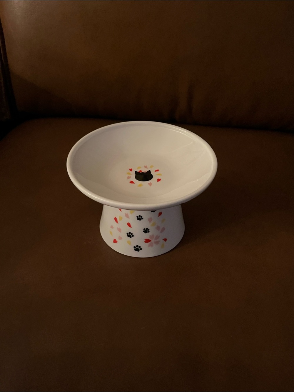 Necoichi Raised Ceramic Cat Bowl w/ Flowers - Picture 2 of 6